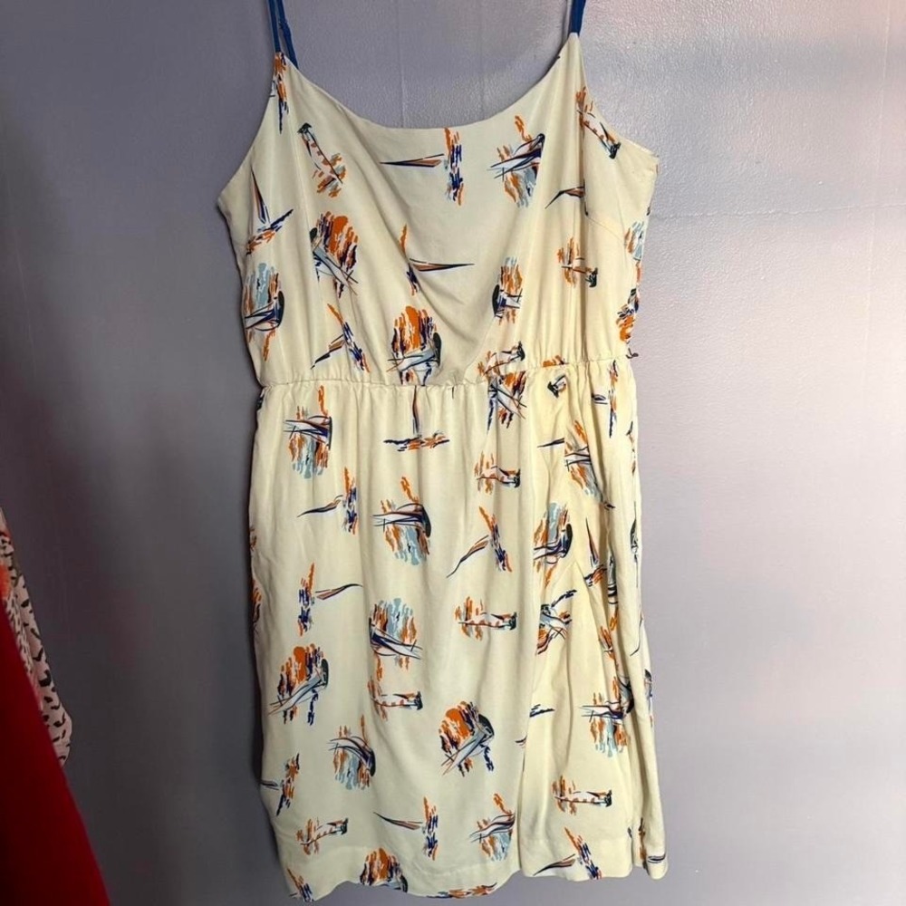 Antonio Melani cream dress with orange and blue sailboat print summer soft sz M
